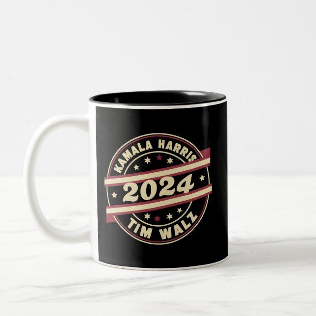 Harris Walz 2024 für Präsident Patriotic Kamala Zweifarbige Tasse (Links)