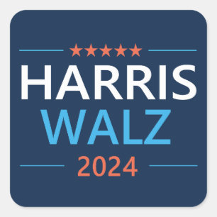 Harris Walz 2024 für Präsident Quadratischer Aufkleber