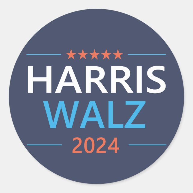 Harris Walz 2024 für Präsident Runder Aufkleber (Vorderseite)