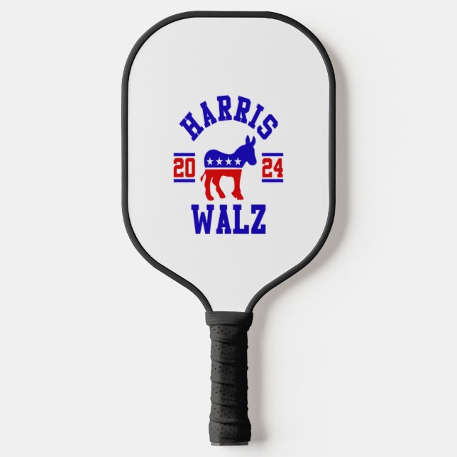 Harris Walz 2024 für Präsidentin Patriotische Demo Pickleball Schläger (Vorderseite)