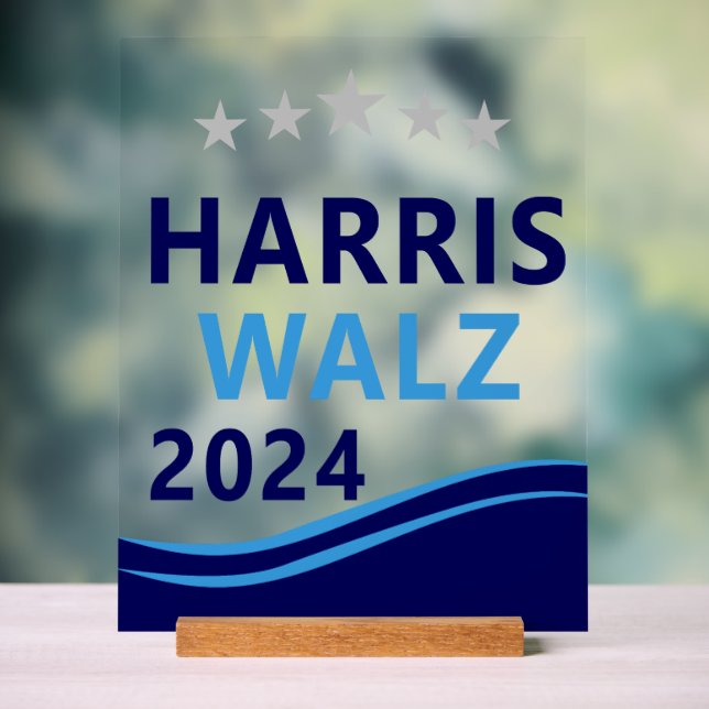 Harris Walz 2024 für President Blue Wave Acrylschild (Neutral)