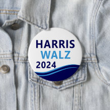 Harris Walz 2024 für President Blue Wave Button