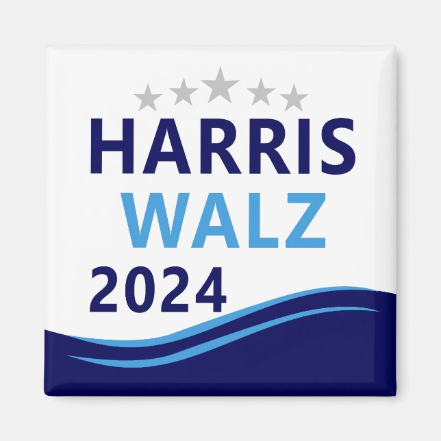 Harris Walz 2024 für President Blue Wave Magnet (Vorne)
