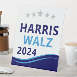 Harris Walz 2024 für President Blue Wave Sockelschild