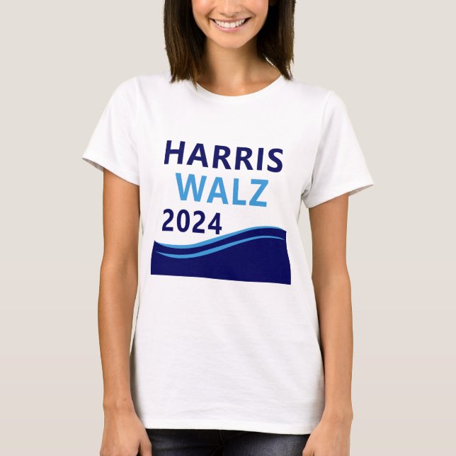 Harris Walz 2024 für President Blue Wave T-Shirt (Vorderseite)