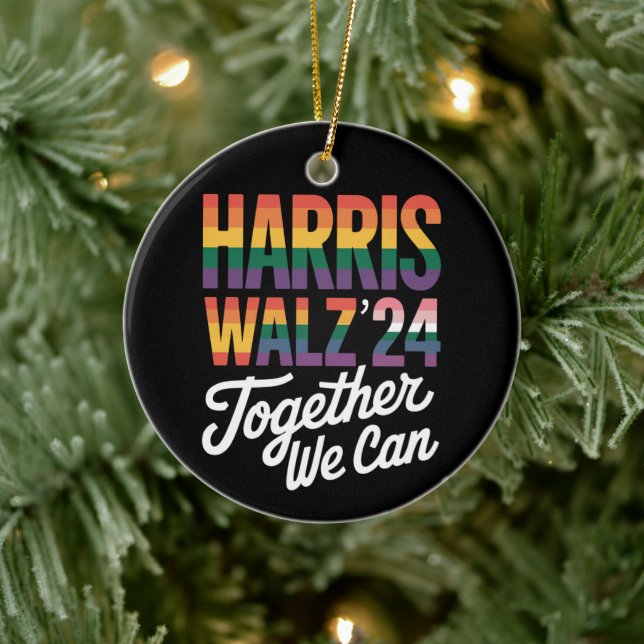 Harris Walz 2024 gemeinsam können wir LGBTQIA wähl Keramik Ornament (Baum)