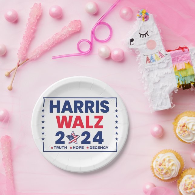 Harris Walz 2024 | Harris Walz Pappteller (Party)