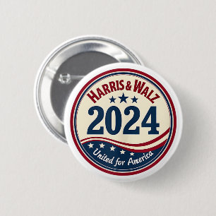 Harris Walz 2024 Kamala Harris Tim Waltz USA-Flagg Button