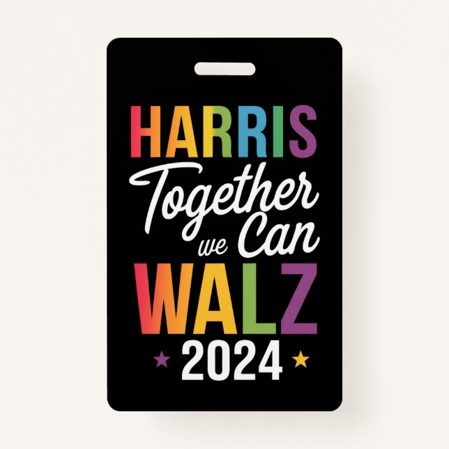 Harris Walz 2024 Kamala zusammen LGBT Ausweis (Vorderseite)