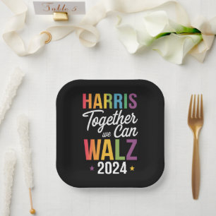 Harris Walz 2024 Kamala zusammen LGBT Pappteller