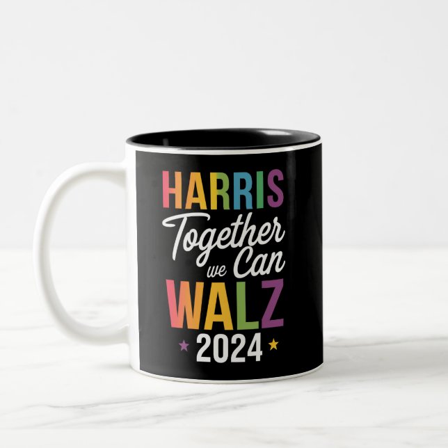 Harris Walz 2024 Kamala zusammen LGBT Zweifarbige Tasse (Links)