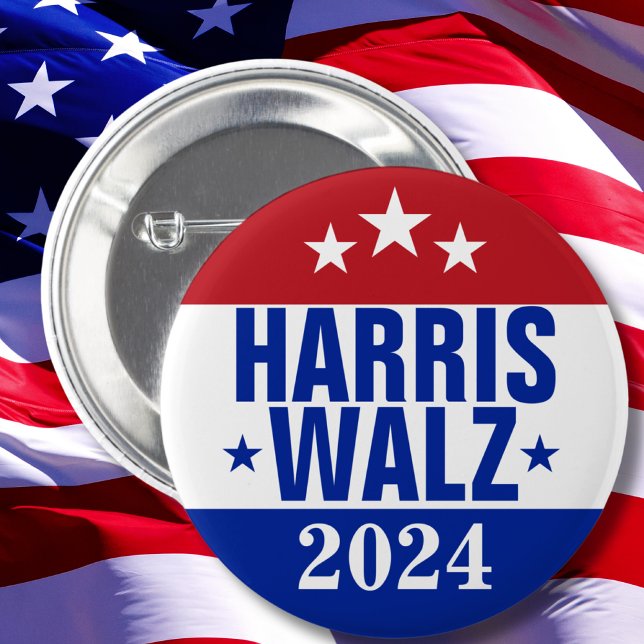 Harris Walz 2024 Kampagne Red Blue Button (Von Creator hochgeladen)