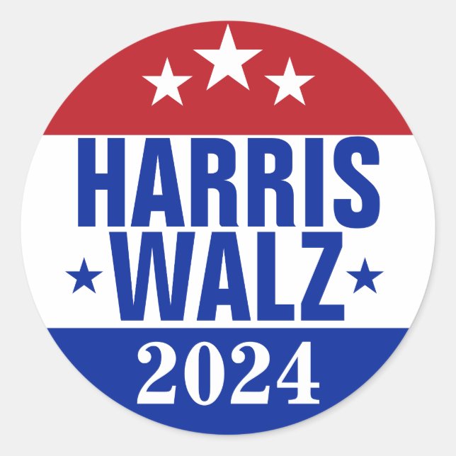 Harris Walz 2024 Kampagne Red Blue Runder Aufkleber (Vorderseite)