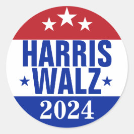 Harris Walz 2024 Kampagne Red Blue Runder Aufkleber