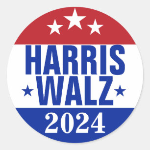 Harris Walz 2024 Kampagne Red Blue Runder Aufkleber