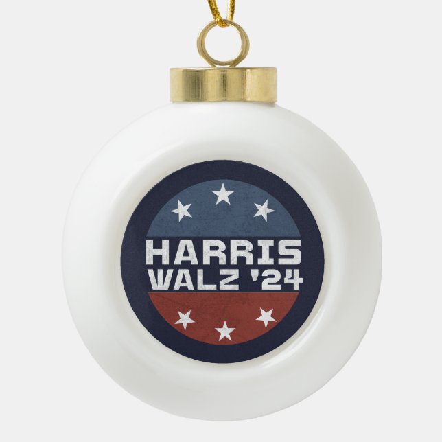 Harris Walz 2024 Kampagne USA Flag Keramik Kugel-Ornament (Vorderseite)