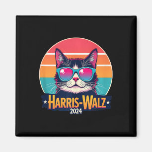 Harris Walz 2024 Katzen-Sonnenbrille Retro Vintage Magnet