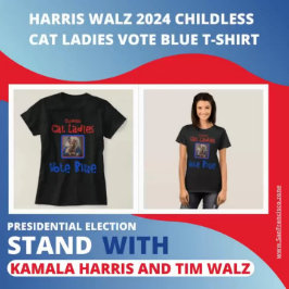 Harris Walz 2024 Kinderlose Katze Frauen wählen Bl T-Shirt