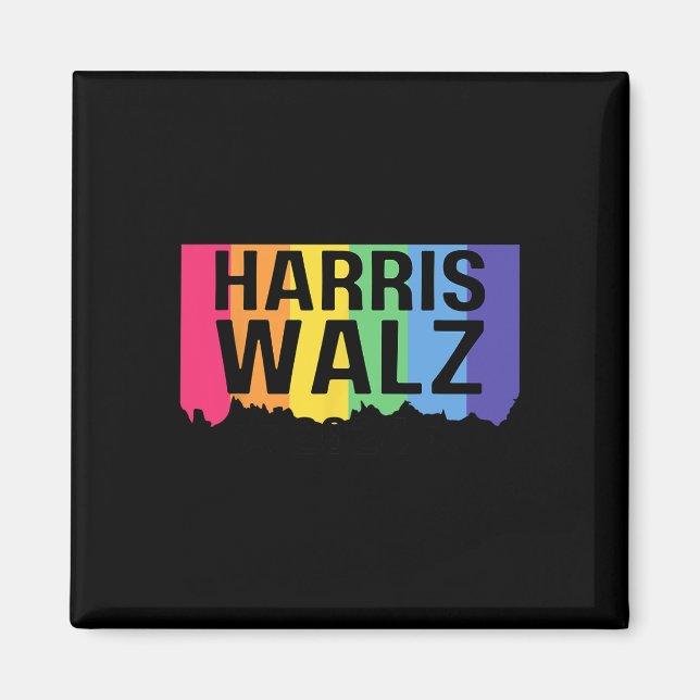 Harris Walz 2024 Lgbtq Gay Pride Rainbow Kamala Ha Magnet (Vorne)