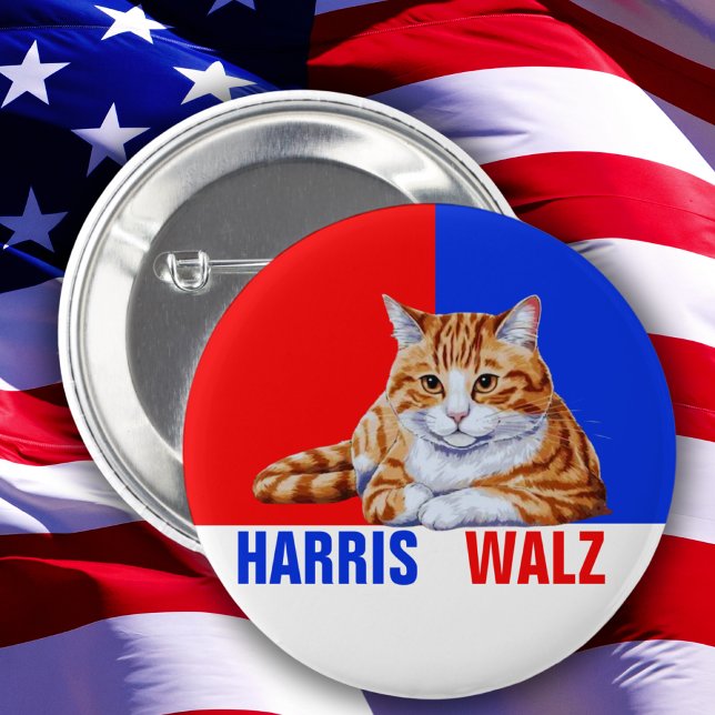 Harris Walz 2024 offensichtlich Cat Red Blue Button (Von Creator hochgeladen)