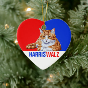 Harris Walz 2024 offensichtlich Cat Red Blue Keramik Ornament