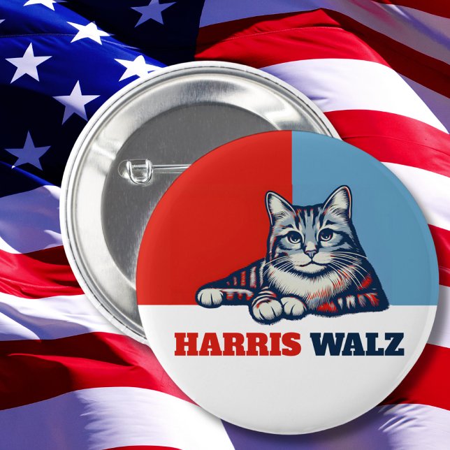 Harris Walz 2024 offensichtlich Katze Button (Von Creator hochgeladen)