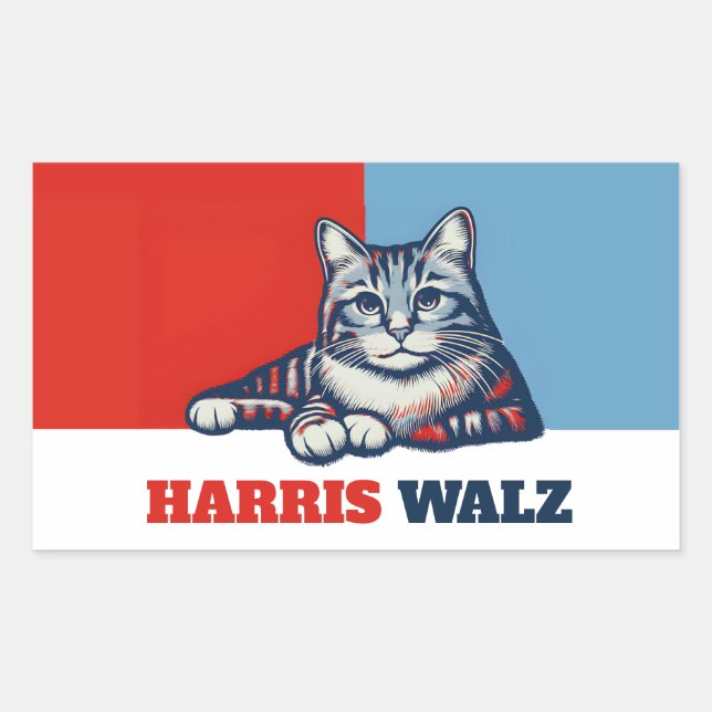 Harris Walz 2024 offensichtlich Katze Rechteckiger Aufkleber (Vorderseite)