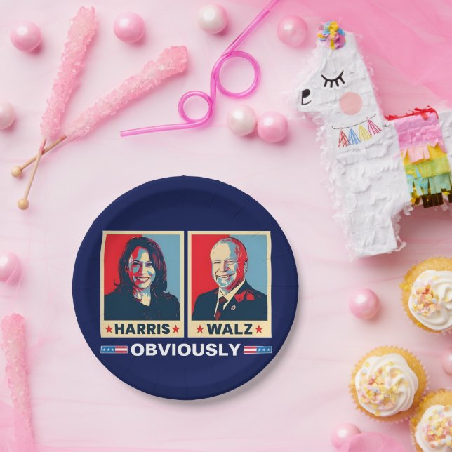 Harris Walz 2024 offensichtlich Pappteller (Party)