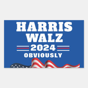 Harris Walz 2024   offensichtlich Rechteckiger Aufkleber