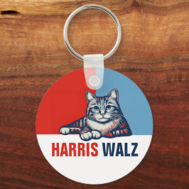 Harris Walz 2024 offensichtlich Red Blue Cat Schlüsselanhänger