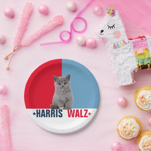 Harris Walz 2024 offensichtlich Red Blue Pappteller (Party)