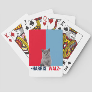 Harris Walz 2024 offensichtlich Red Blue Spielkarten