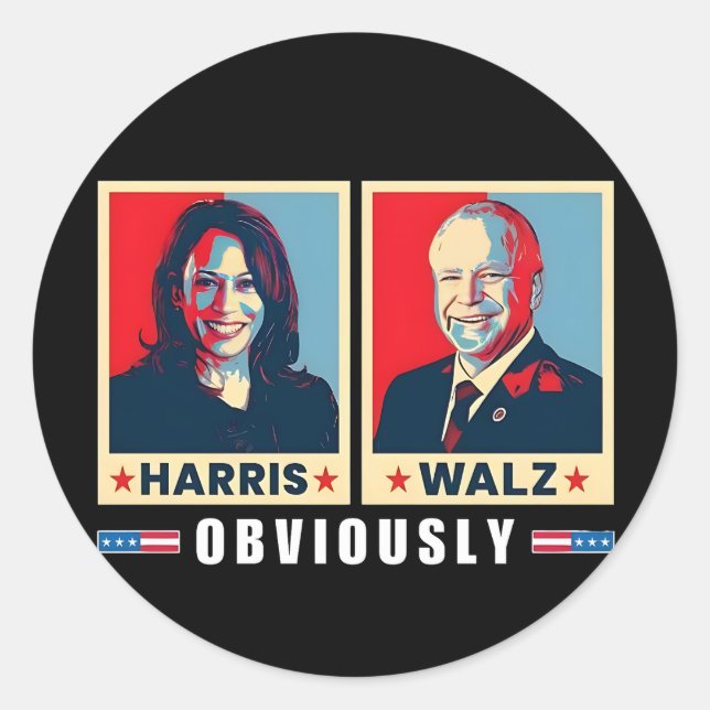 Harris Walz 2024 offensichtlich Runder Aufkleber (Vorderseite)