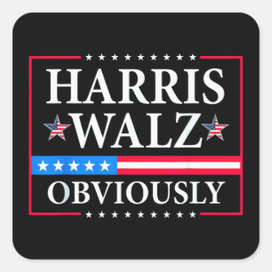 Harris Walz 2024 offensichtlich   Tim Walz Quadratischer Aufkleber