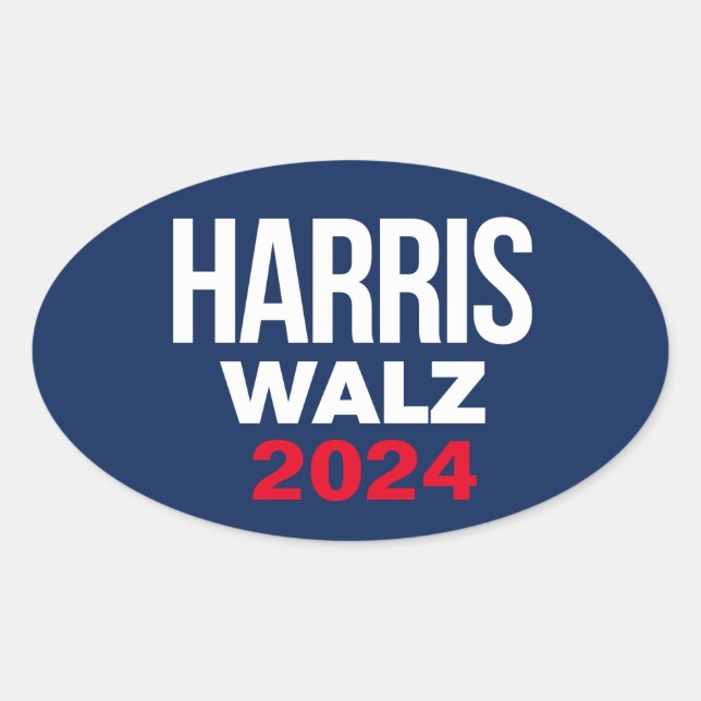Harris Walz 2024 Ovaler Aufkleber (Vorderseite)