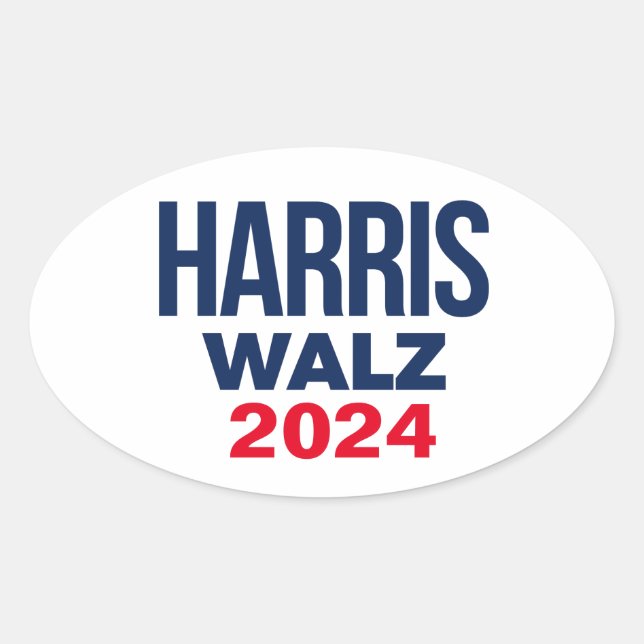 HARRIS WALZ 2024 OVALER AUFKLEBER (Vorderseite)