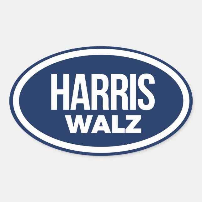 Harris Walz 2024 Ovaler Aufkleber (Vorderseite)