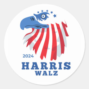 Harris Walz 2024 Party-Wahl Runder Aufkleber