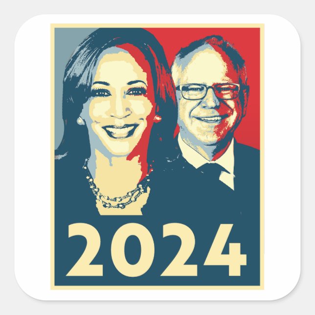 Harris Walz 2024 Poster Quadratischer Aufkleber (Vorderseite)