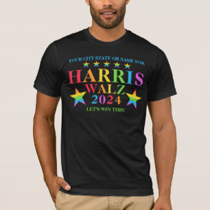 Harris Walz 2024 Pride Rainbow Stars Cool T-Shirt