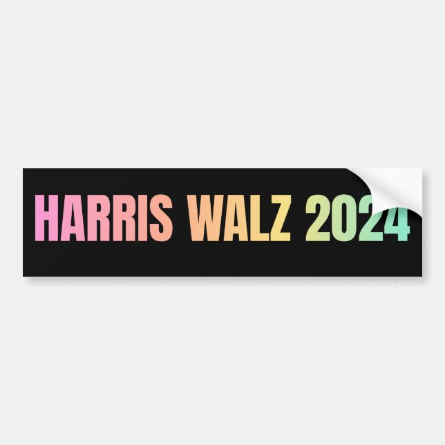 Harris Walz 2024 Rainbow Autoaufkleber (Vorne)