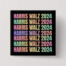 Harris Walz 2024 Rainbow Button