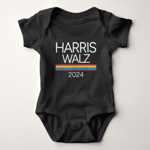 Harris Walz 2024 Rainbow LGBTQ Pride Flag Baby Strampler