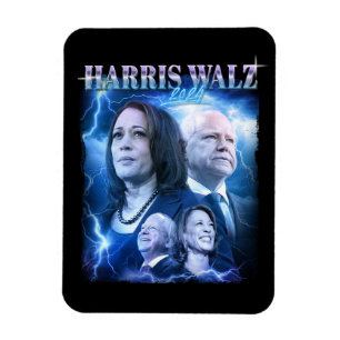 Harris Walz 2024 Retro 90er Stil Magnet