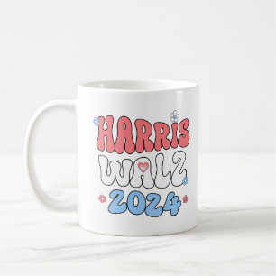 Harris Walz 2024 Retro Hippie Style Kaffeetasse