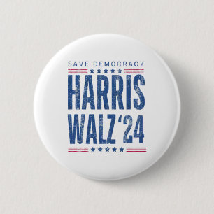 Harris Walz 2024 Rette Demokratie Button