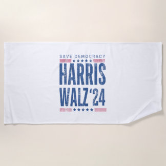 Harris Walz 2024 Rette Demokratie Strandtuch