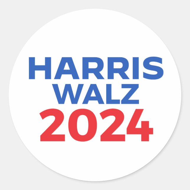 Harris Walz 2024 Runder Aufkleber (Vorderseite)