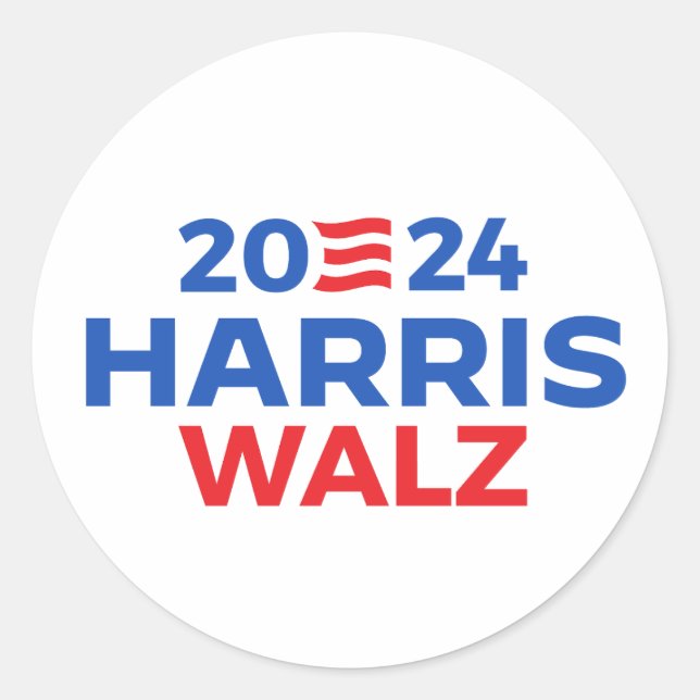Harris Walz 2024 Runder Aufkleber (Vorderseite)