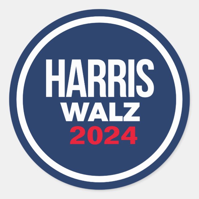 Harris Walz 2024 Runder Aufkleber (Vorderseite)